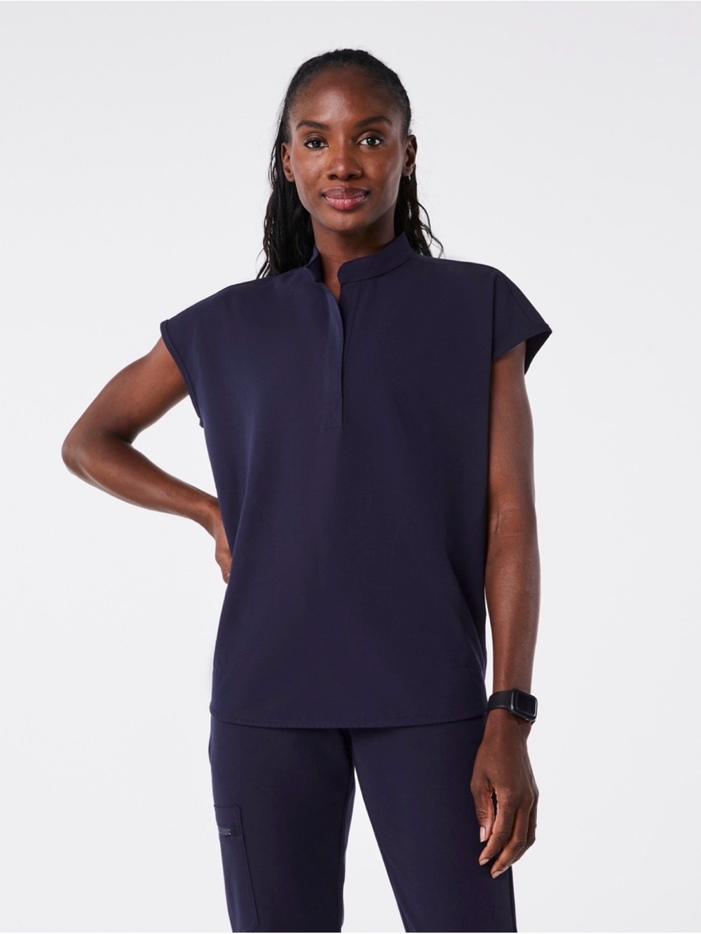 Figs Women's Rafaela Tunic Scrub Top In Navy Size 4XL